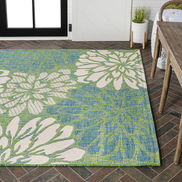 Zinnia Modern Floral Textured Weave Indoor/outdoor Area Rug